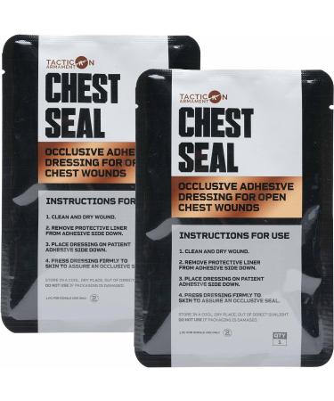 Tacticon Occlusive Vented Chest Seal | Combat Veteran Owned Company | First Aid Kit Trauma Dressing Emergency | IFAK Supplies (2-Pack)