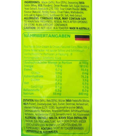Corn Thins Sour Cream & Chives Corn Cakes 125g - Buy Online on GoSupps.com