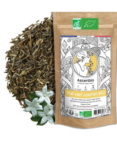 Ascenbio Ascenbio Chung Hao Traditional High Grade Organic Jasmine Green Tea Floral unflavored 100% natural 180g loose leaf Prepared and packaged