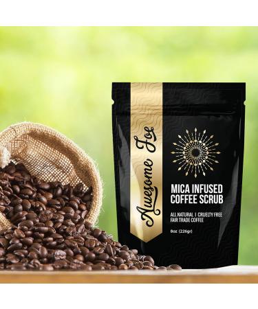 All Natural Mica Infused Coffee Scrub - 8oz | Exfoliating Body Scrub for Glowing Skin | International Shipping Available - Buy Online on GoSupps.com