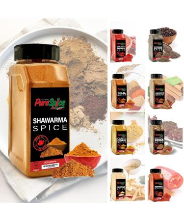 PureSpice Shawarma Spice 500 Grams | Restaurant Grade Vegan Kosher Powder Seasoning | Premium Flavor for Cooking Meat Steak Rub and Sauce (Shwarma Spice) - Buy Online on GoSupps.com