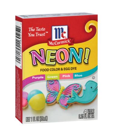McCormick Neon Assorted Food Color & Egg Dye, 1 fl oz, 4 Count