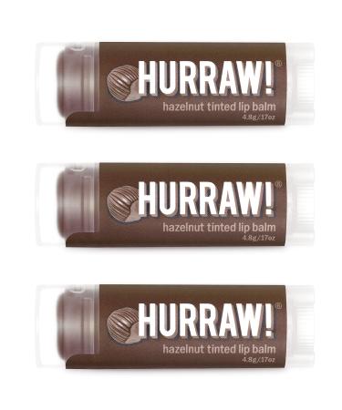 Hurraw! Hazelnut Tinted Lip Balm 3 Pack: (Sheer Brown Tint) Organic Certified Vegan Cruelty and Gluten Free. Non-GMO 100% Natural Ingredients. Bee Shea Soy and Palm Free. Made in USA