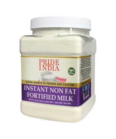 Pride Of India - Instant Fortified Nonfat Dry Milk Powder - Enriched w/ Vitamin D Protein & Calcium - 1.25 lbs (20oz) Jar