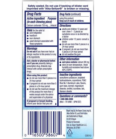 Alka-Seltzer Extra Strength Heartburn Relief Gum - Cool Mint | 16 Pieces - Buy Online on GoSupps.com