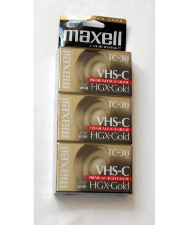 Maxell VHS-C TC-30 HGX-Gold Camcorder Videocassette (3pk)