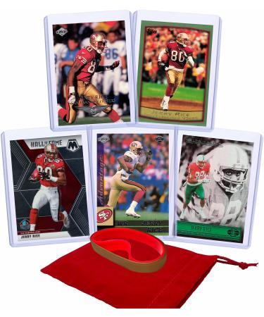 Jerry Rice Football Cards (5) Assorted Bundle - San Francisco 49ers Trading Card Gift Set