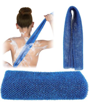COMNICO African Bath Sponge Long Net Exfoliating Shower Body Scrubber Flat Back Scrubber Foot Scalp Scrub Dead Skin Removal Skin Smoother for Men Women (Blue) - Buy Online on GoSupps.com