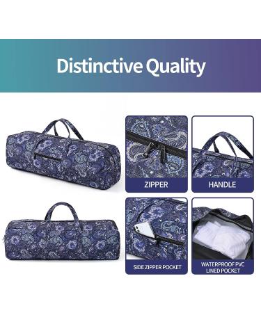 Boulder Bee Yoga Mat Bag - Large Carrier with Wet Pocket, Gym Tote for Women | Blue Cashew Flower Design | Yoga Gifts - Buy Online on GoSupps.com