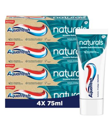 Aquafresh Naturals Toothpaste Refreshing Mint, Actively Cleans, Refreshes and Protects Teeth, 4x75 ml