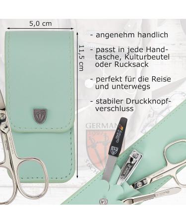 Buy Three Swords 'Capri' Nail Care Set - 4 Pcs Manicure & Pedicure Tools | High-Quality Mint Synthetic Leather | Nail Scissors Clippers Tweezers Sapphire Nail File - Buy Online on GoSupps.com