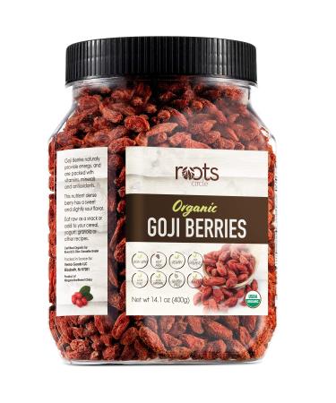 Roots Circle USDA Organic Dried Goji Berries | Bulk Supply of Goji Berry Fruit Superfood | Naturally Rich in Antioxidants to Support Healthy Skin | Raw, Natural, Vegan, Non-GMO, Kosher | 14.1oz Jar