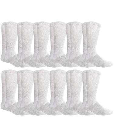 Yacht&Smith Diabetic Socks for Men King Size Superior Comfort Neuropathy Edema (Size 13-16) One Size 12 Pairs White