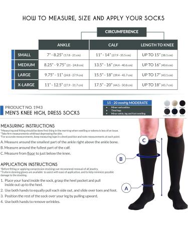 Truform Compression Socks for Men - 15-20 mmHg Knee High Dress Socks - Black Large (1 Pair) - Comfortable & Supportive - Buy Online on GoSupps.com
