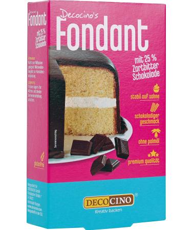 Decocino Fondant Chocolate with 25% Daring bitter chocolate without palm oil tearproof & stable on cream-ideal back decoration for decorating cakes & cakes Dark Chocolate 250 Grams - Buy Online on GoSupps.com