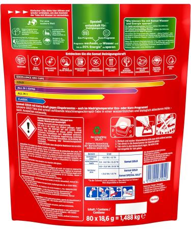 Somat Gold Dishwasher Tablets (2 x 80 Tabs) Dishwasher Tablets for Radiantly Clean Dishes Even at Low Temperatures Extra Power Against Burnt-In Food 80 Count (Pack of 2) - Buy Online on GoSupps.com