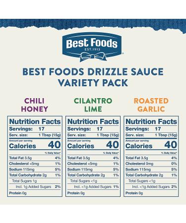 Best Foods Drizzle Sauce Variety Pack - Gluten Free, Dairy Free, No Artificial Flavors - 9 oz (Pack of 3) - Buy Online on GoSupps.com