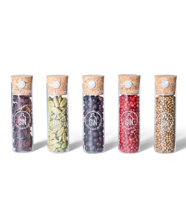 Gin Botanicals Basic Set | 5 high-quality gin and tonic spices box including recipe book | Gift set for men and women - Buy Online on GoSupps.com