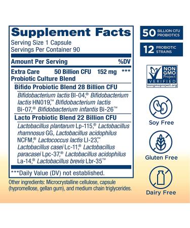 Renew Life Ultimate Flora Extra Care Probiotic - 50 Billion CFU, 90 Vegetarian Capsules - Buy Online on GoSupps.com