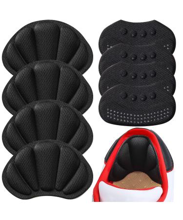 Back of Heel Cushion Pads  Adhesive Heel Grips Inserts for Boots  Loose Shoes Too Big  Reusable Heel Guards Liners for Women Men  Improve Shoe Fit 4PCS-Black+4PCS-Black