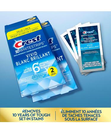 Crest 3DWhitestrips Classic Vivid At-home Teeth Whitening Kit 10 Treatments 6 Levels Whiter Pack of 2 20 Treatments - Buy Online on GoSupps.com