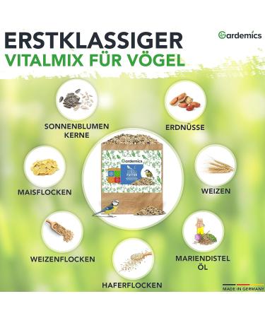 Gardemics Wild Bird Feed - Premium Peanuts & Sunflower Seeds for Year-Round Biodiversity - 10 kg Pack - Buy Online on GoSupps.com