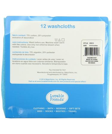 Luvable Friends Unisex Baby Cotton Rich Washcloths - Blue Solid - One Size - Buy Online on GoSupps.com