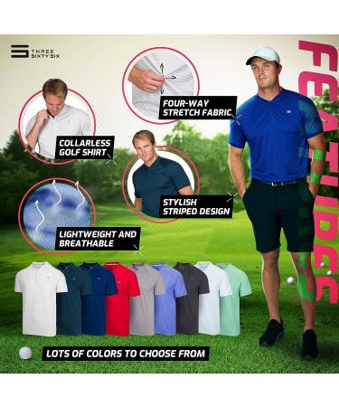 Three Sixty Six Men's Collarless Golf Shirt - Dry Fit Short Sleeve Polo in Small Mint - Buy Online on GoSupps.com