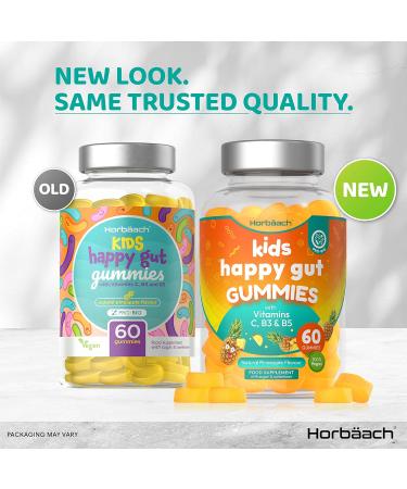 Kids Probiotic Gummies | 60 Natural Pineapple Flavoured Gummies | Gut Health Supplement with Vitamin C, B3 & B5 | Vegan by Horbaach - Buy Online on GoSupps.com