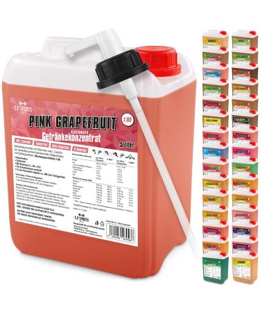 C.P.Sports 5 liters of drinks SIRUP beverage concentrate for approx. 400 liters of finished drink Vitamins spring water sports drink concentrate different varieties including dosing dispenser with L-carnitine (pink grapefruit)