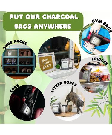 Namoo Natural Air Purifying Charcoal Bags - 10 Pack, Odor Eliminator with Hooks, Suction Cups - 200g x 4 Pack + 75g x 6 Pack - Buy Online on GoSupps.com