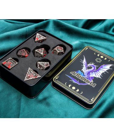 DND Metal Dice Set ARUOHHA Dungeons and Dragons Dice with Gift Box Polyhedral Dice Set Large D&D Dice for MTG Warhammer Pathfinder RPG D+D Roll Playing Dice 6 Sided D and D Dice D20 D12 D10 D8 D6 D4 Ancient Silver With Blood Splash - Buy Online on GoSupps.com