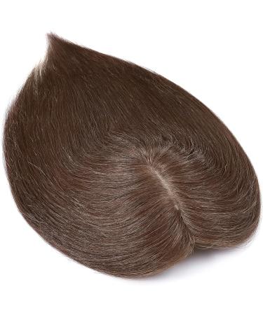 Silk-co 12inch Human Hair Toppers for Thinning Hair Women 100% Real Remy One Piece Clip in Hair Extension Silk+PU Base Toupee 120% Density #04 Medium Brown 12 Inch #04 Medium Brown - Buy Online on GoSupps.com