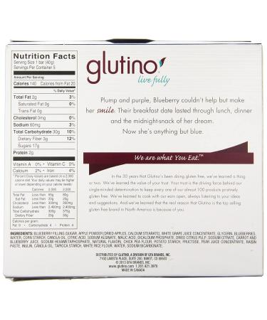 Glutino Gluten Free Blueberry Breakfast Bars - 5 Pack (1.41 oz each) - Buy Online on GoSupps.com