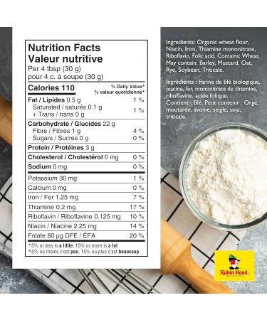 Robin Hood Organic All Purpose Flour 2kg Prepared in Canada 2 kg (Pack of 1) ORGANIC - Buy Online on GoSupps.com