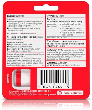 Tylenol Extra Strength Caplets 500mg - Pain & Fever Relief for Headache, Backache & Menstrual Pain - 10 ct - Buy Online on GoSupps.com