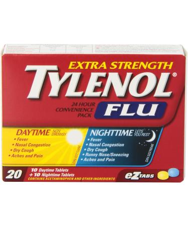 TYLENOL Extra Strength Flu eZ Tabs Relieves Flu symptoms Daytime 20ct - Buy Online on GoSupps.com