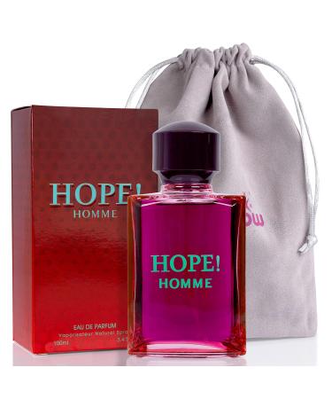 NovoGlow Hope Homme for Men - 100ml Eau De Parfum Spray for Men - Spicy Floral & Intense Fragrance Warm Scent Lasts All Day Long Includes Carrying Pouch Gift for Men for All Occasions