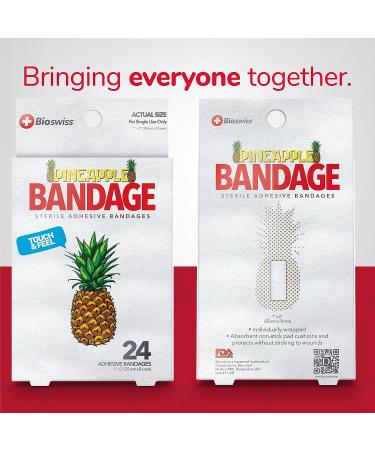 BioSwiss 24pcs Sterile Adhesive Unique Shaped Bandages | Adorable Pineapple Novelty Bandages for Scrapes and Cuts - Buy Online on GoSupps.com