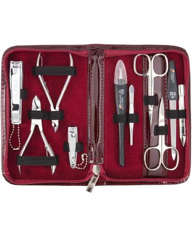 3 Swords Germany - manicure pedicure set kit - brand quality 934 BURGUNDY - SYNTHETIC LEATHER