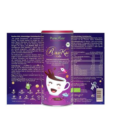 Rawkao Kids Organic Sugar-Free Drinking Chocolate - Carob Cocoa Yacon Lucuma Maca Superfood Powder 170g | Pureeraw - Buy Online on GoSupps.com