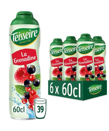 Teisseire Pomegranate Syrup (Red Fruits) for Refreshing Drinks Cocktails Recyclable Bottle (Pack of 6)