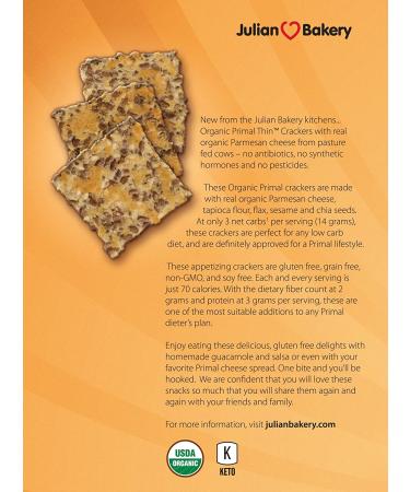 Julian Bakery Primal Thin Crackers - Organic Parmesan 8.4 oz | Healthy Snack - Buy Online on GoSupps.com