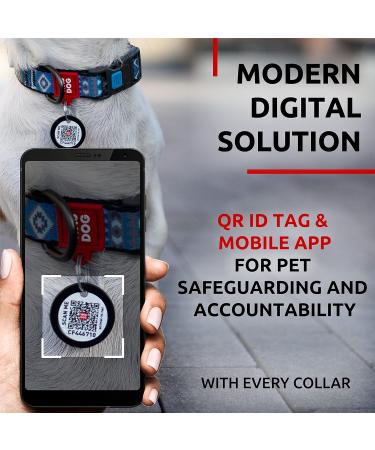 Waudog Ethno Blue Nylon Dog Collar for Large & Medium Dogs - Adjustable 23-35 cm 15 mm Width | Perfect for Puppies & Small Breeds - Buy Online on GoSupps.com