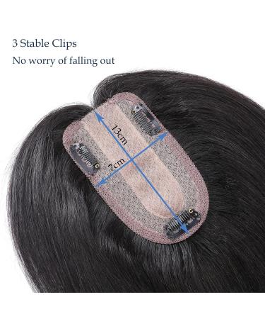 Buy 130% Dense Clip-In Real Hair Topper Extensions for Women - Natural Black 45cm | High-Quality Toupee Hair Parts - Buy Online on GoSupps.com