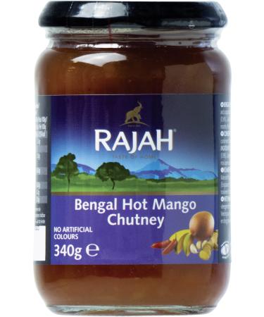 Rajah Bengal Mango Chutney - fruity spicy slightly acidic - ideal for seasoning meat fish cheese or as a dip - 2 x 340 g Bengal mango chutney sharp