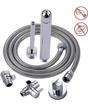 Shower Enema System with 100 Hose, Diverter & Water Control Valve - Portable Enema Nozzle Kit for Men and Women (Polished Chrome) - Buy Online on GoSupps.com