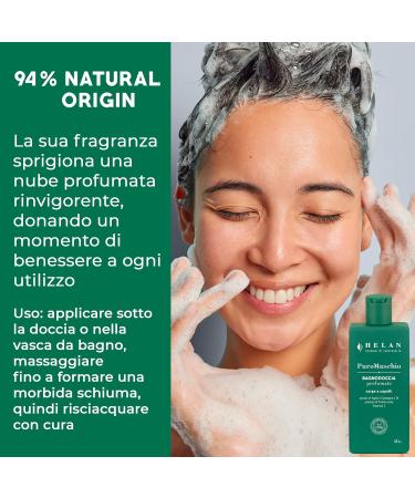 Helan Puro Muschio-Shampoing et gel douche 2en1 pour hommes et femmes la vitamine C antioxydante doux pour une peau douce Gel douche corps et cheveux 94% d'origine naturelle fabriqu en Italie 200ml - Buy Online on GoSupps.com