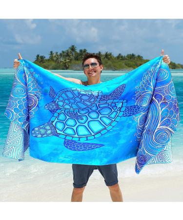 Elite Trend Microfiber Towel XL 78x35 - Quick Dry for Camping, Sports, Beach, Backpacking - Soft, Compact & Lightweight - Sea Turtle Design - Includes Travel Bag - Buy Online on GoSupps.com