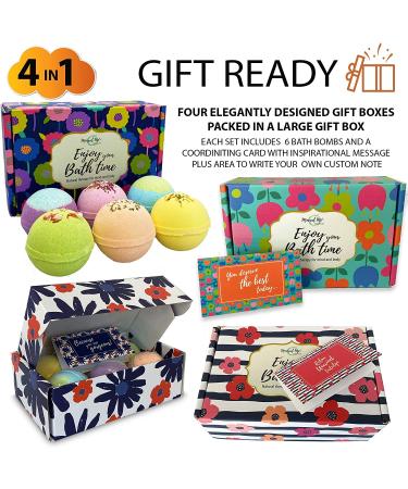 Organic Bath Bombs Gift Set for Women - 24 Natural Oils with Shea Butter for Relaxation and Stress Relief | Perfect for Wife, Girls & Kids - Buy Online on GoSupps.com